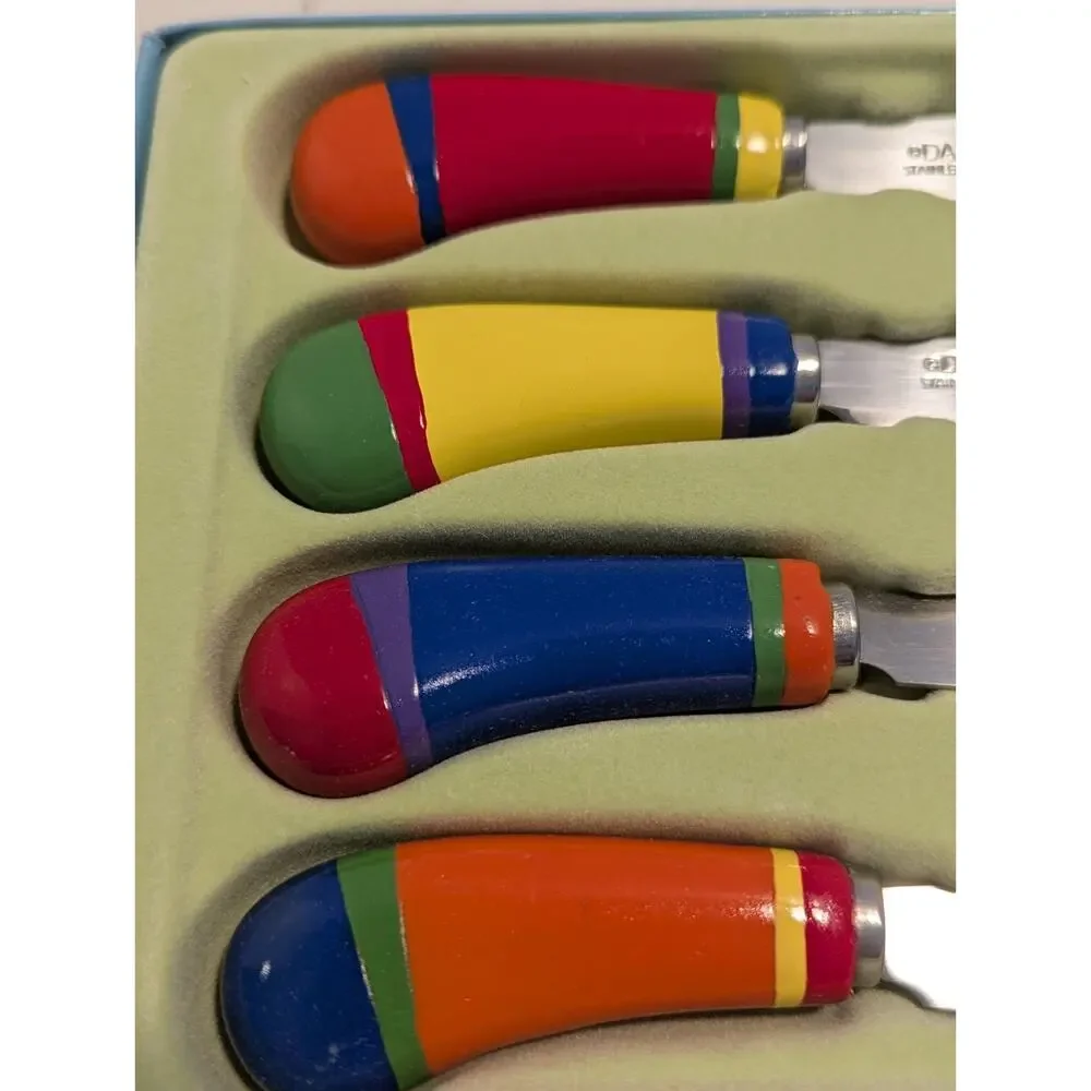 Dansk Caribe Set Of 4 Spreaders Ceramic Handles Colorful Party
